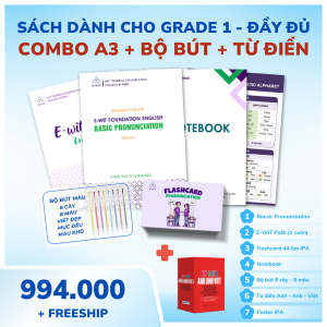 Combo A3 + Bộ Bút + Từ điển - Grade 1 (Bộ đầy đủ nhất)